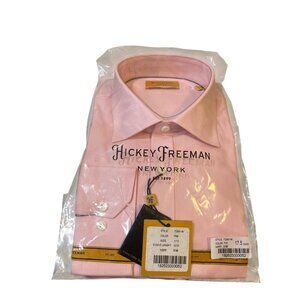 Hickey Freeman Men's Contemporary Fit Luxury Dress Shirt Pink Sizes 16.5-17.5
